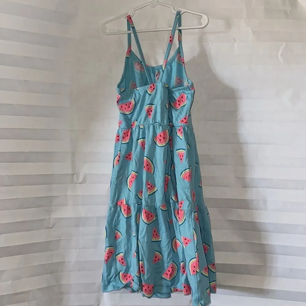 Cat & Jack Girls Blue Watermelon Print Sundress Size 10/12 Summer Dress